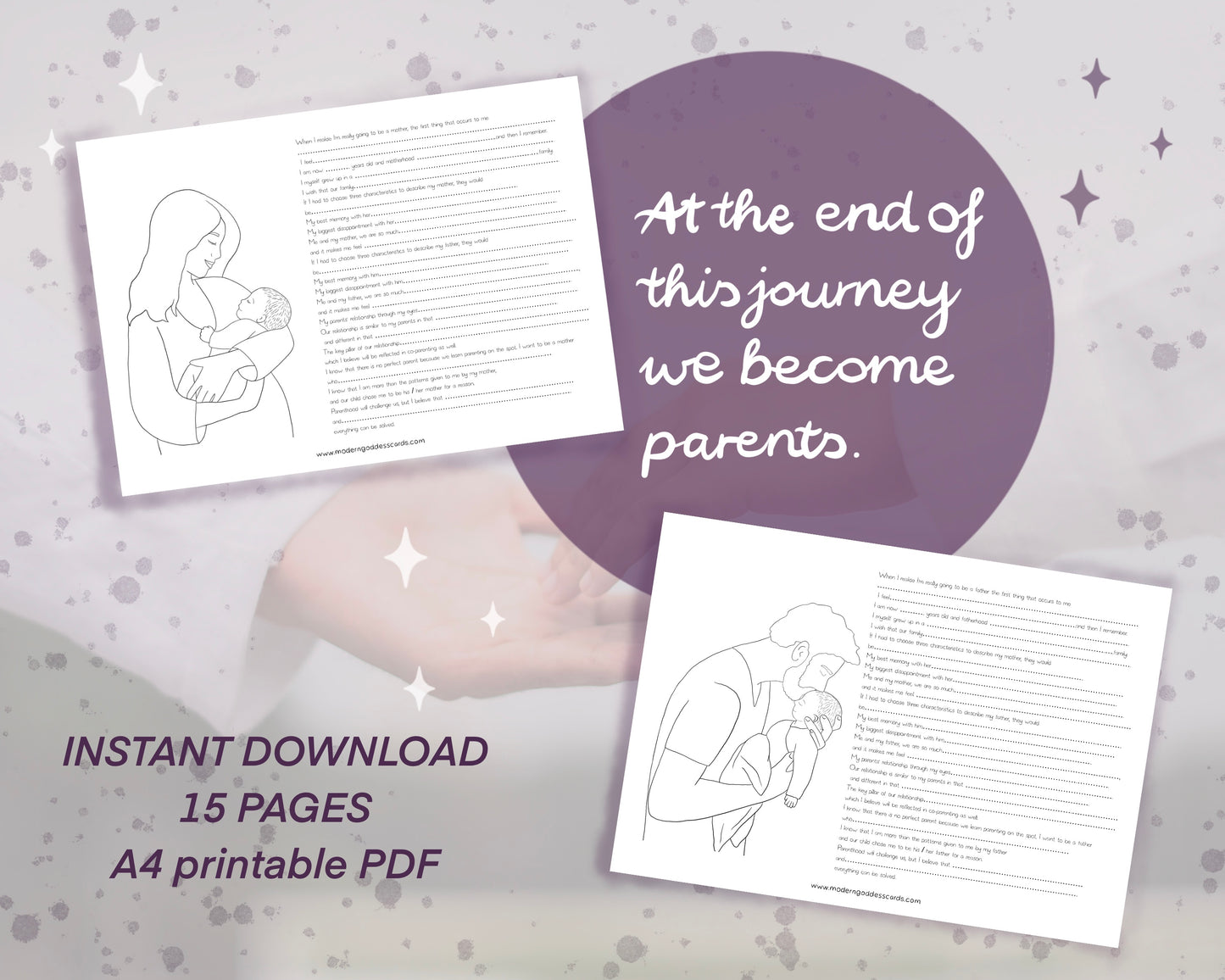Pregnancy and Birth - Full package for Mothers - 12 coloring pages, 15 worksheets, 80 questions