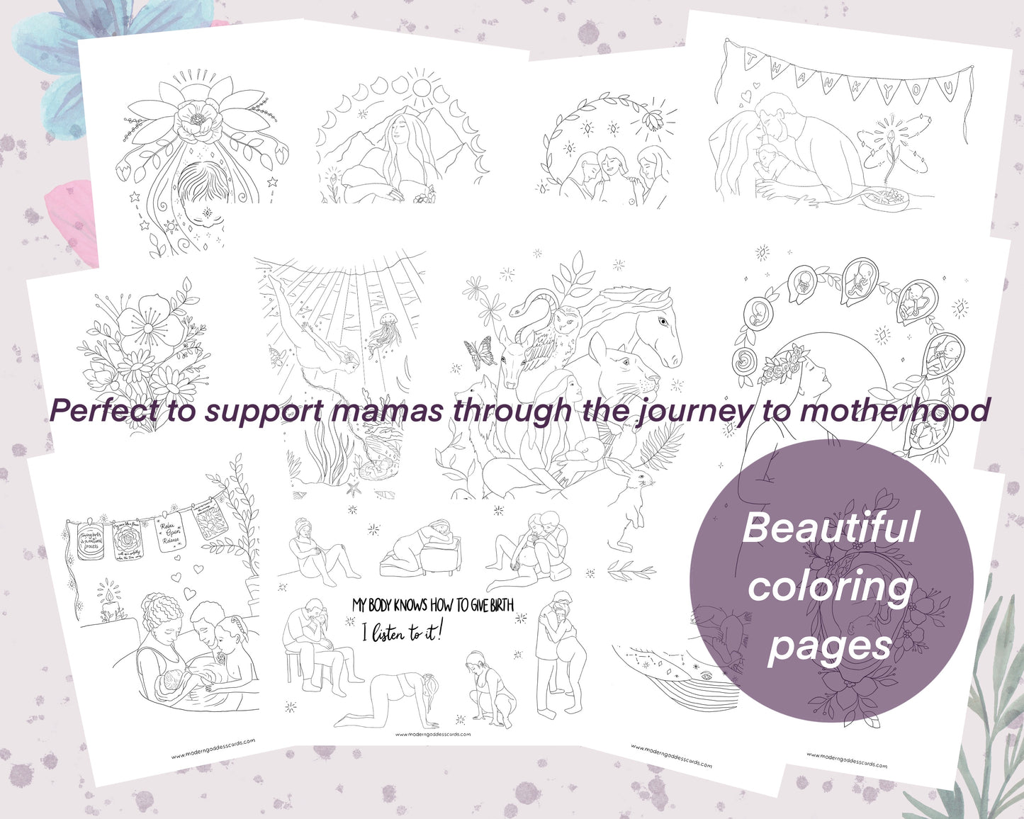 For Birthworkers, 16 coloring sheets, 22 worksheets, 80 questions