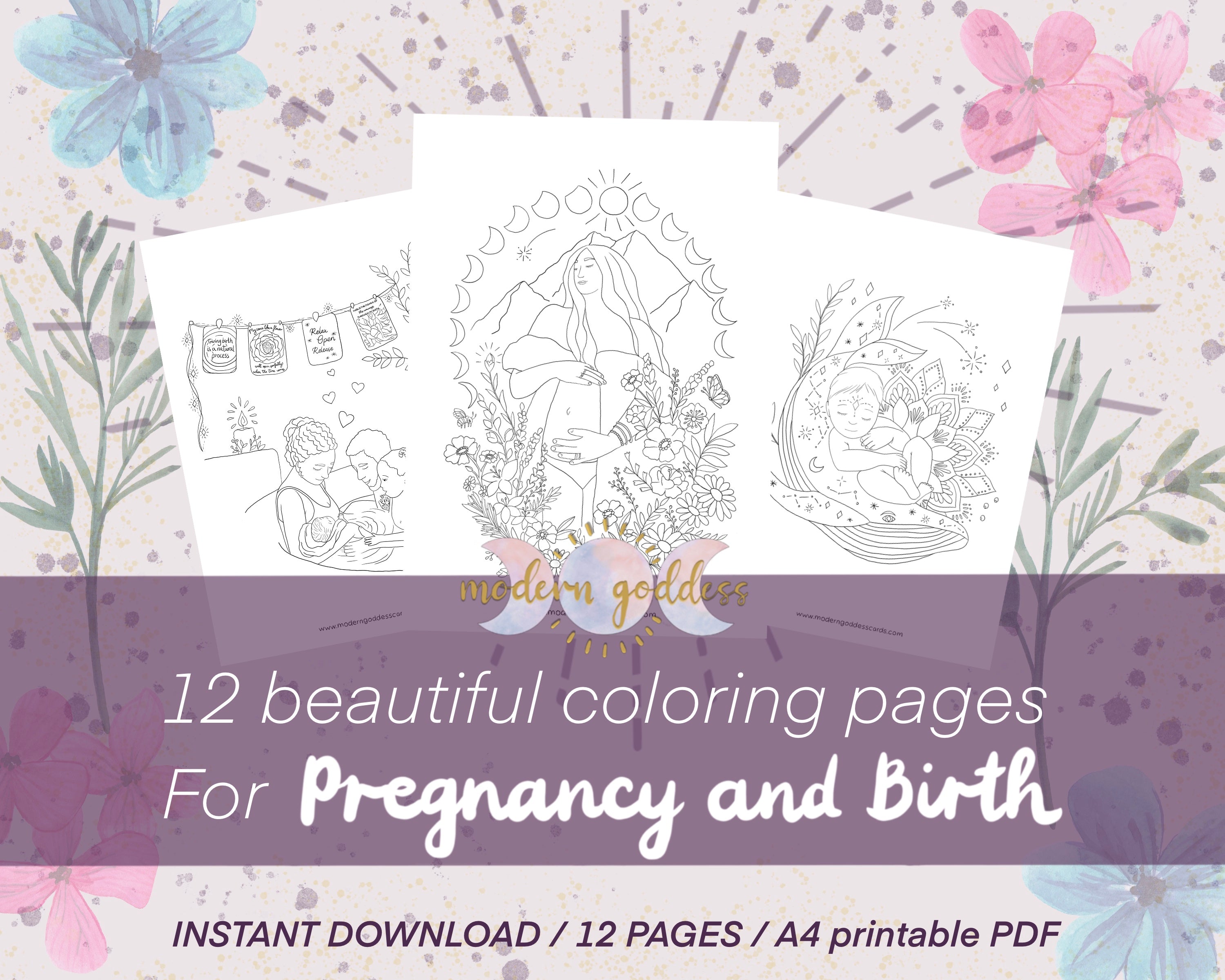 12 beautiful printable coloring pages - Pregnancy and Birth – ModernGoddess